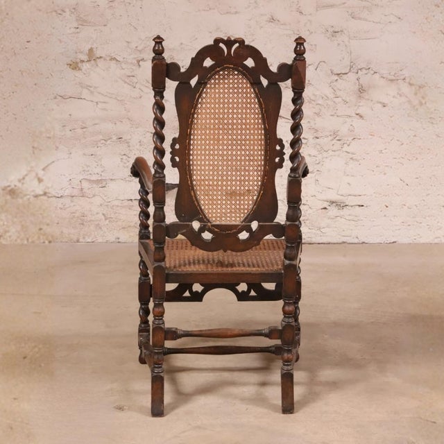 English 19th Century English Oak Barley Twist and Cane Chair For Sale - Image 3 of 5