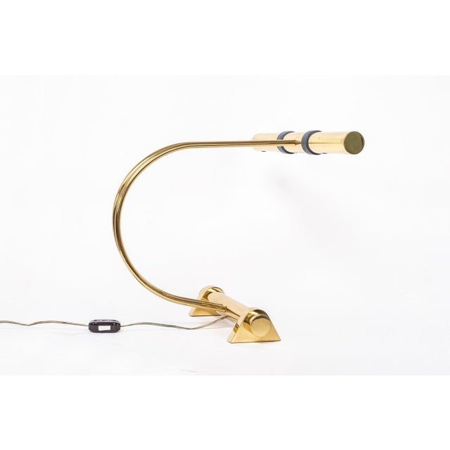 Metal Vintage Postmodern Tubular Brass Table Lamp by Casella Lighting 1970s For Sale - Image 7 of 11