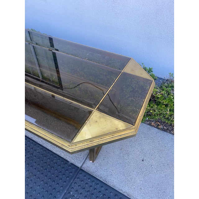 1970s Vintage Brass and Glass Dining Table For Sale - Image 5 of 17