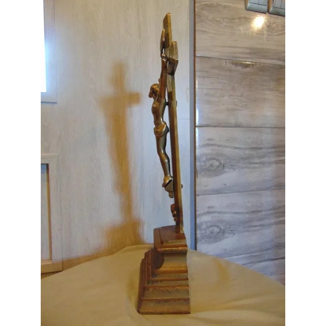 Art Nouveau Brass Standing Cross, 1890s For Sale - Image 5 of 11