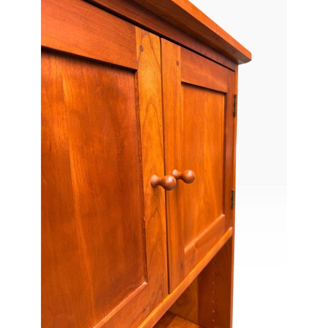 Late 20th Century Solid Cherry Sideboard Console Table | Stickley Style | Four Doors With Open Lower Shelf For Sale - Image 12 of 12