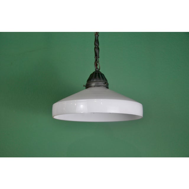 Art Deco Lamp in White Opaline with Brass Chain, 1920s For Sale - Image 14 of 16