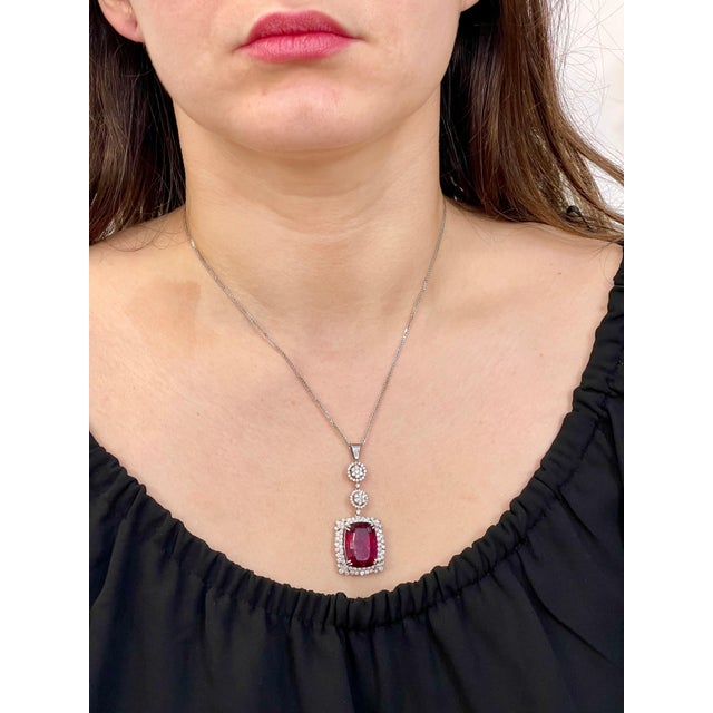 17 Carat Rubelite and 4 Carat Diamond Pendant / Necklace 14 Karat Gold, Estate For Sale - Image 12 of 18