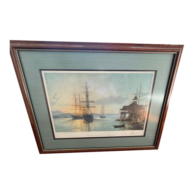John Stobart "Newport Beach Pavilion Overlooking the Harbor at Sunrise 1910" Signed & Numbered Lithograph For Sale