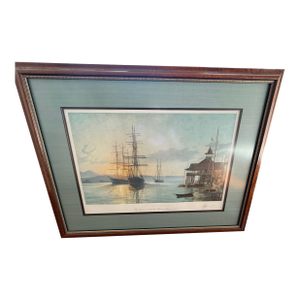 John Stobart "Newport Beach Pavilion Overlooking the Harbor at Sunrise 1910" Signed & Numbered Lithograph