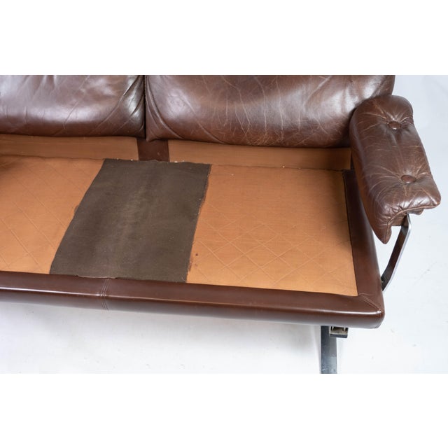 2-Seater Sofa in Patinated Brown Leather by Arne Norell, 1970s For Sale - Image 17 of 18
