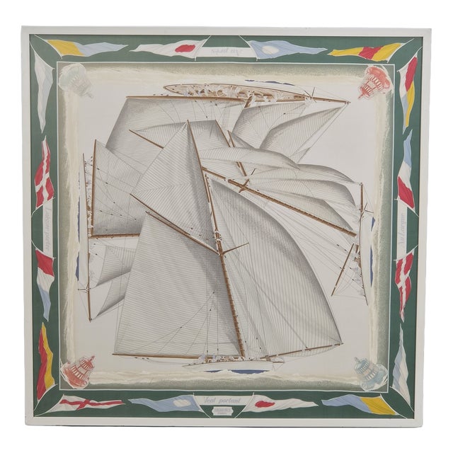 Vintage Framed Vent Portant Silk Scarf by Hermès, Paris, 1990s For Sale