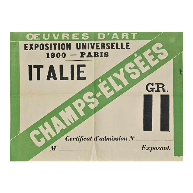 Unknown, Admission to the Universal Exhibition in Paris, Document, 1900 For Sale