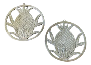 Southern Pineapple Brass Trivet Coasters - a Pair