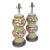 Mid-Century Italian Double Gourd Hand Painted Pottery Table Lamps - Pair For Sale