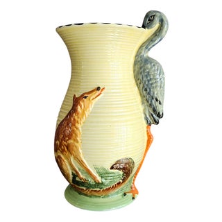 Art Deco Flower Jug with Wolf and Stork from Burleigh Ware, 1930s For Sale