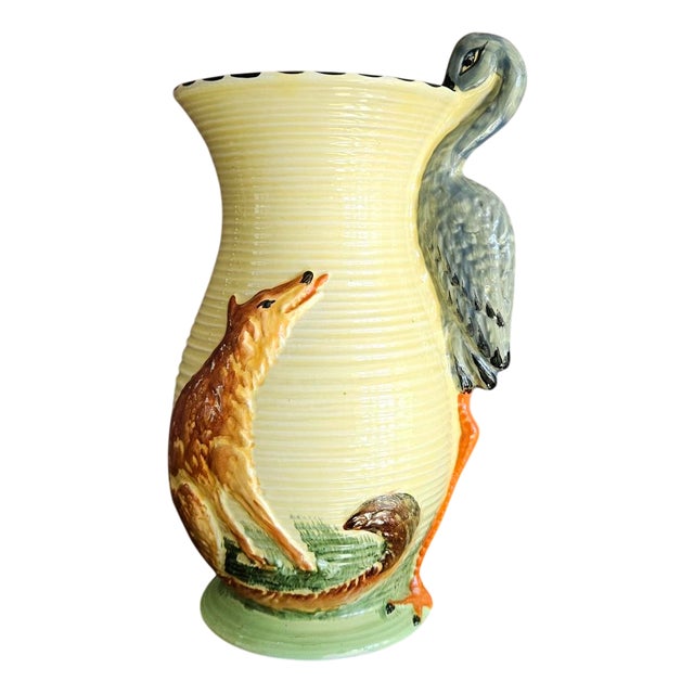 Art Deco Flower Jug with Wolf and Stork from Burleigh Ware, 1930s For Sale