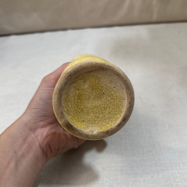 Yellow 1970s Small Handmade Yellow Ceramic Detailed Vase For Sale - Image 8 of 8