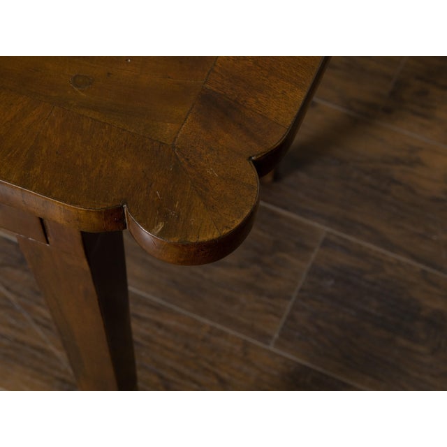 French 19th Century Walnut Side Table with Quarter Veneer and Single Drawer For Sale - Image 4 of 12