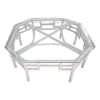 1960s Hollywood Regency Faux Bamboo Cocktail Table For Sale