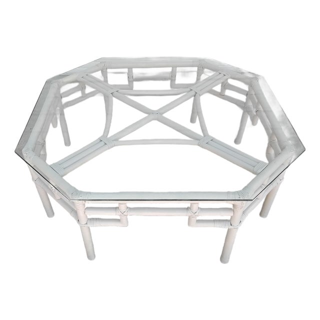 1960s Hollywood Regency Faux Bamboo Cocktail Table For Sale