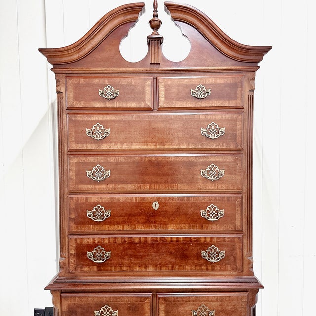 Gorgeous highboy chest of drawers. Unknown maker. Features 9 total drawers. Some wear is present to exterior. W: 38" D:...
