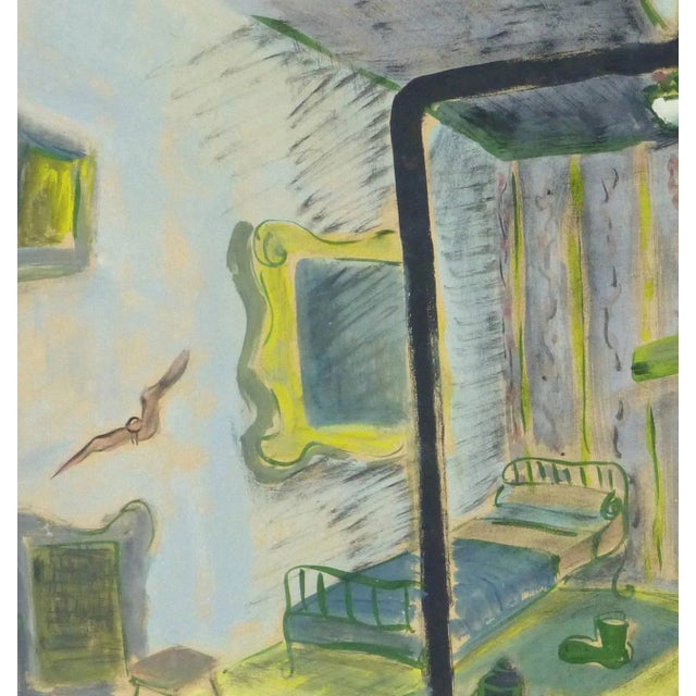 Abstract Vintage French "Room of Whimsy" Gouache Painting For Sale - Image 3 of 5
