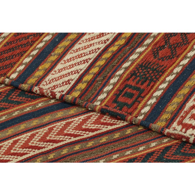 Vintage Persian Kilim, Brown With Vibrant Geometric Stripes - Rug & Kilim For Sale In New York - Image 6 of 7