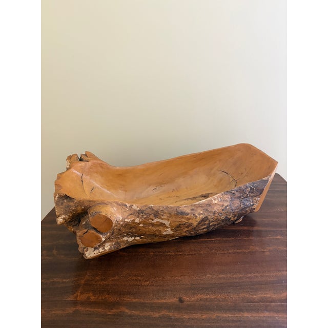 Wood Rustic Hand-Carved Natural Wood Bowl For Sale - Image 7 of 14