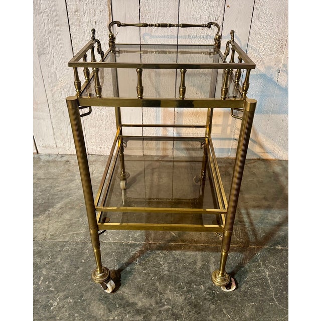 Vintage French Brass Drinks Trolley, 1950 For Sale - Image 13 of 17