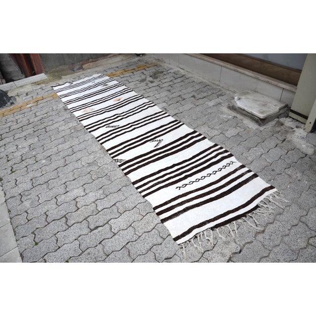 Turkish Handmade Vintage Hemp Runner For Sale - Image 4 of 10