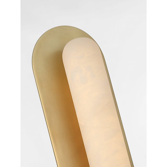 Modern Kelly Wearstler for Visual Comfort Signature Fosse 28" Linear Tube Sconce in Antique-Burnished Brass with Alabaster For Sale - Image 3 of 10