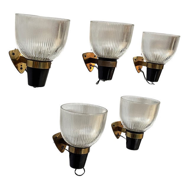 Mid-Century Modern Italian LP5 Wall Lamps by Dominioni for Azucena, 1960s, Set of 5 For Sale