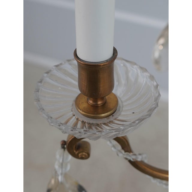 1930s Vintage French Crystal and Bronze Six-Arm Ceiling Chandelier For Sale - Image 5 of 7