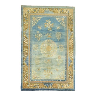 Pale Blue Antique Chinese Rug - 6'3" x 9' For Sale