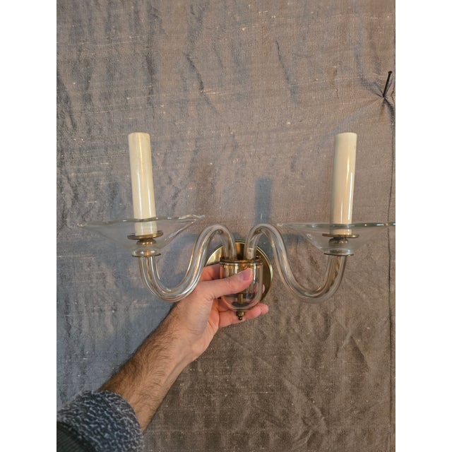 Mid Century Murano Style Venetian 1950s Pair Sconces For Sale - Image 11 of 16