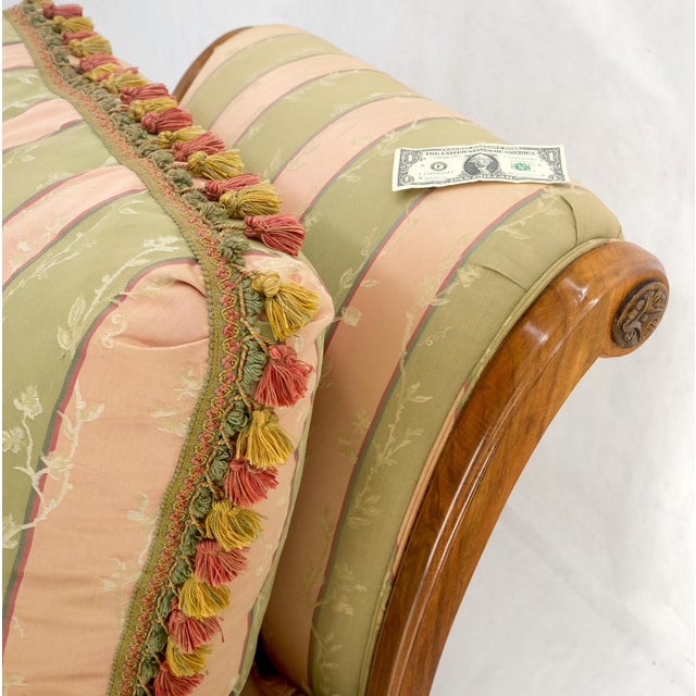 Klismos Light Carved Walnut Frame Chaise Lounge Chair Stunning MIINT Frame! For Sale - Image 13 of 13