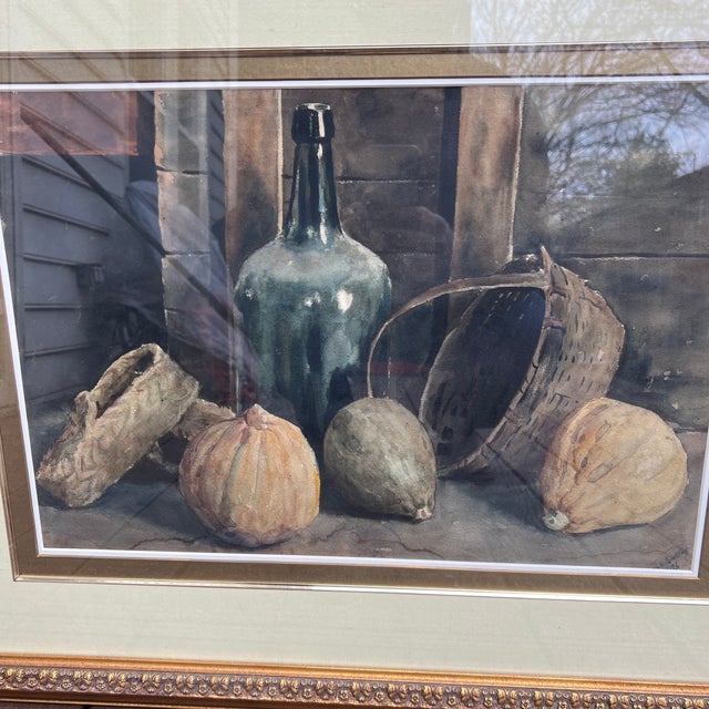 20 Th Century American School Watercolor Still Life Farmers Basket Framed Signed For Sale In Washington DC - Image 6 of 12
