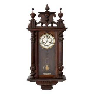 Vienna Mahogany Regulator Wall Clock, Ca. 1900 For Sale