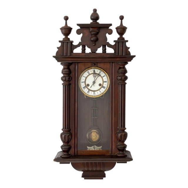 Vienna Mahogany Regulator Wall Clock, Ca. 1900 For Sale