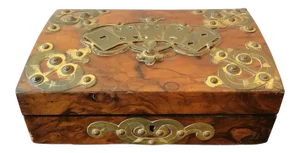1880s English Wood and Brass Overlay Card Box