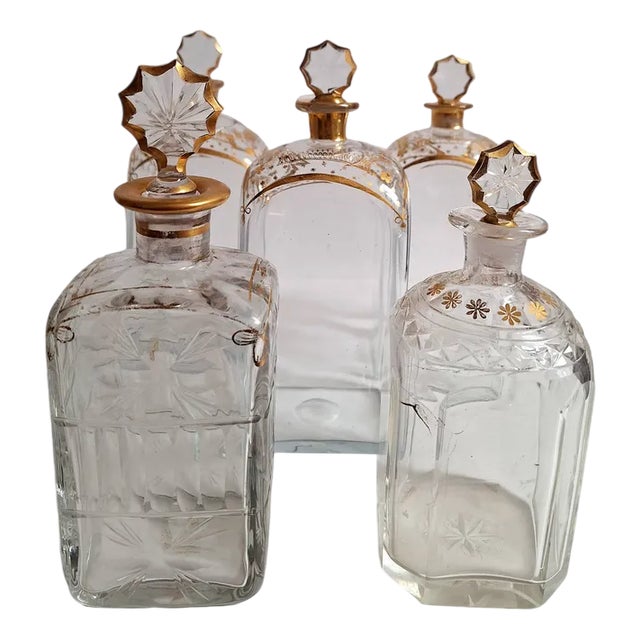 Baroque Liquor Bottles, Set of 5 For Sale