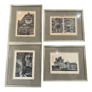 19th Century French Prints in Frames, "Chateau De Saint-Aignan", Set of 4