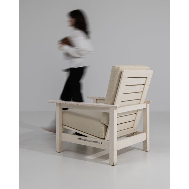 White Patinated Reclining Lounge Armchair For Sale - Image 18 of 18