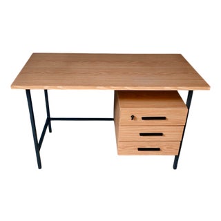 Scandinavian Desk in Beige Melamine and Black Metal, 1970s For Sale