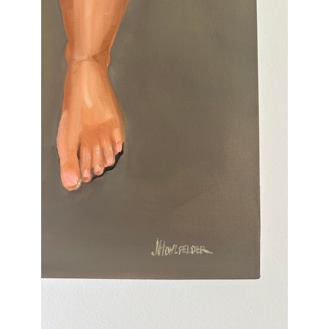 Taupe "Dancing in Bare Feet" Modern Oil Painting, by Jennifer Hohlfelder For Sale - Image 8 of 8