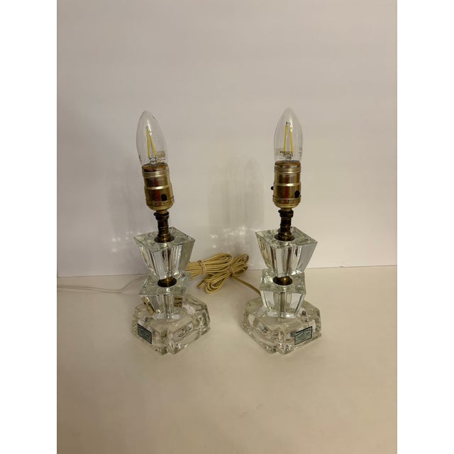 Click on - click off. These dreamy art deco crystal boudoir lamps from the 1940's are amazingly well preserved and work...
