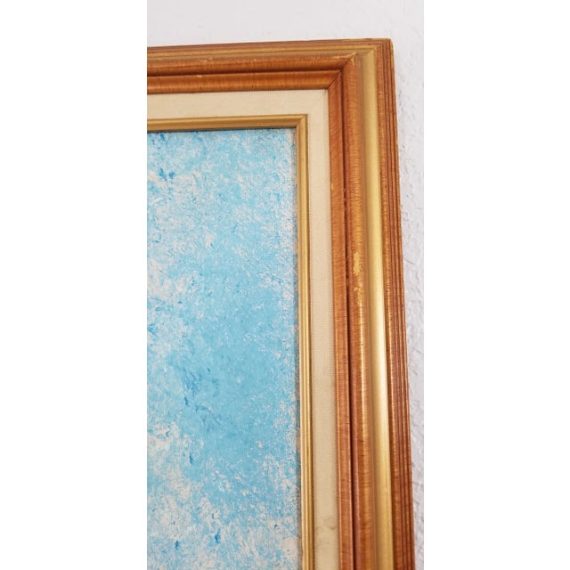 Blue Vintage Abstract Signed Still Life Colorful Oil on Canvas Painting For Sale - Image 8 of 12