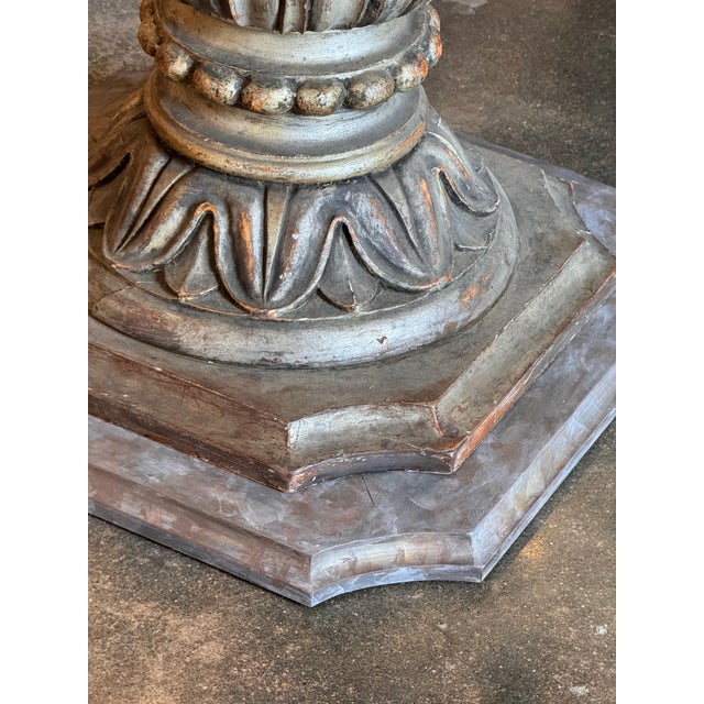1950s Silverleaf Table With Marble Top and Carved Urn Formed Base For Sale - Image 9 of 9
