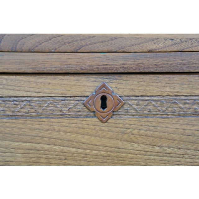 Late 19th Century Antique Victorian Oak Two Drawer Lowboy Dresser Blanket Chest Tv Console Bench 43" For Sale - Image 5 of 17