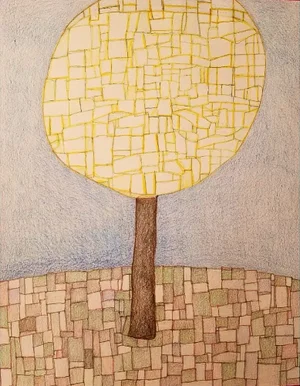 Original Contemporary Abstract Color Pencil and Graphite Drawing on Paper, Kindertree