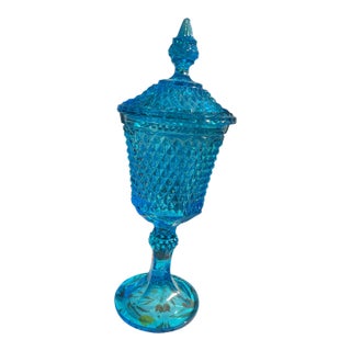 1960s Indiana Glass Diamond Point Apothecary Dish For Sale