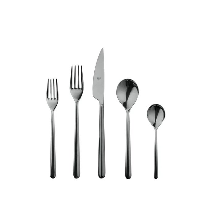 Contemporary Mepra Linea 5-Piece Flatware Set, Oro Black For Sale - Image 3 of 3