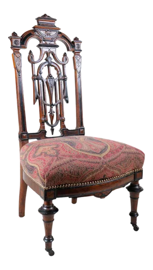 1880s Aesthetic Period Carved Wood Chair, Accent Chair, Victorian Style