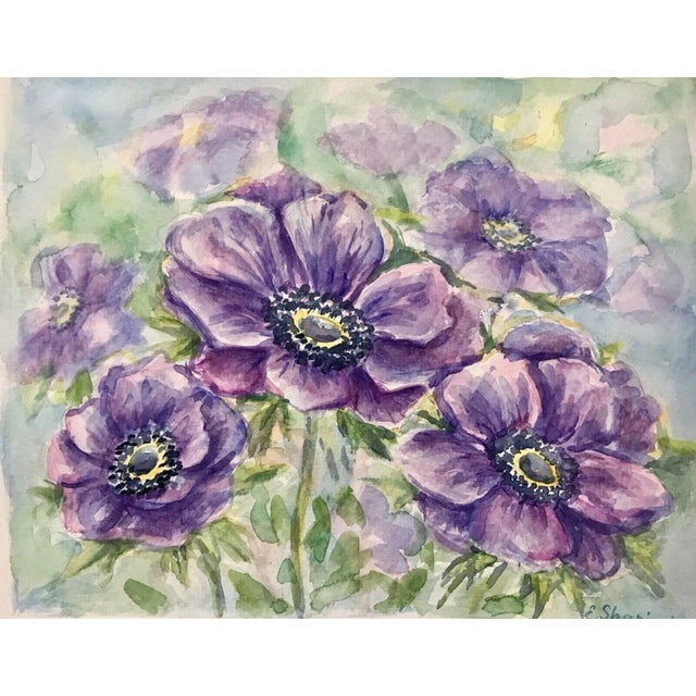 This Anemone Floral Still Life Watercolor is a beautiful watercolor by Elena Shapiro — consisting of anemone flowers with...